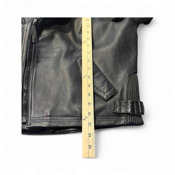 Black leather Biker Zip jacket River Road Moto Motorcycle Racing Mens 42 US L - Picture 6 of 7
